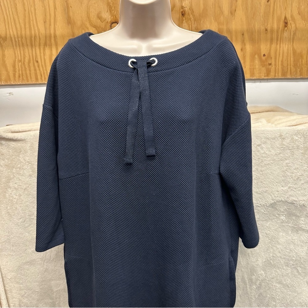 Betty Barclay navy blue waffleknit dress casual with pockets women’s 16 - Picture 6 of 10